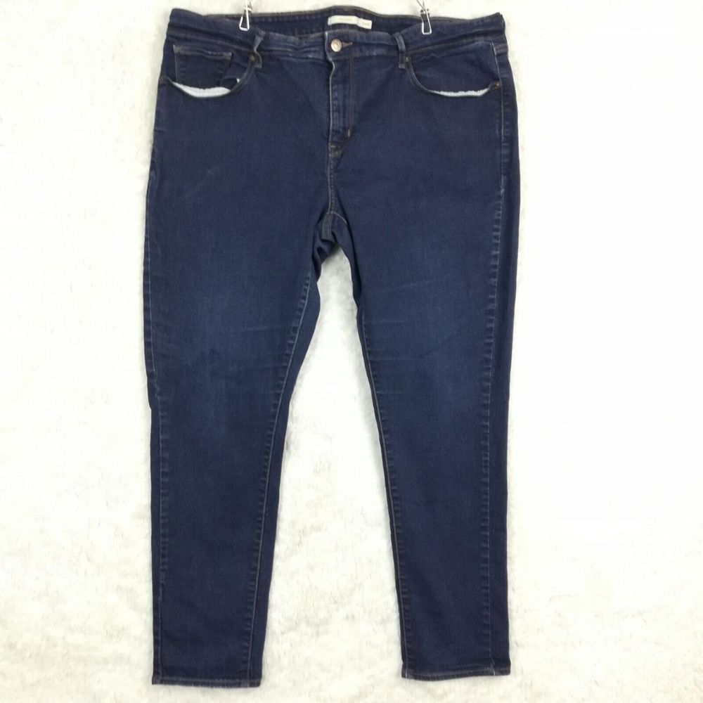 Levi's Womens Jeans 711 Skinny Blue Denim Dark Indigo Wash Mid Rise Plus 24W